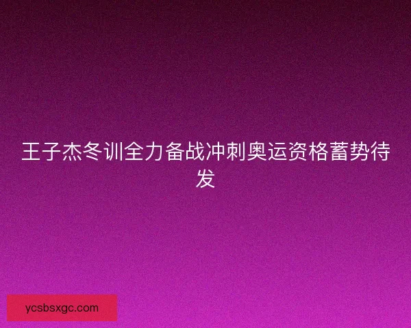 王子杰冬训全力备战冲刺奥运资格蓄势待发 王子杰冬训全力备战冲刺奥运资格蓄势待发