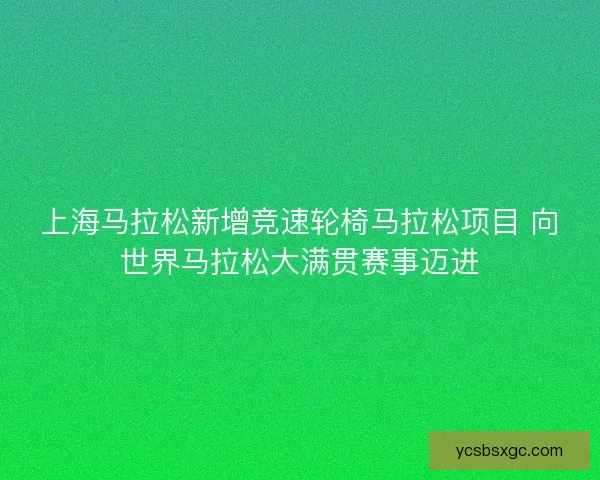 上海马拉松新增竞速轮椅马拉松项目 向世界马拉松大满贯赛事迈进 上海马拉松新增竞速轮椅马拉松项目 向世界马拉松大满贯赛事迈进