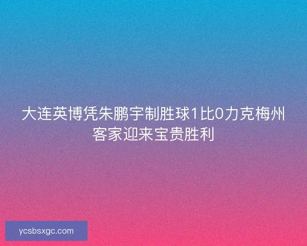 大连英博凭朱鹏宇制胜球1比0力克梅州客家迎来宝贵胜利 大连英博凭朱鹏宇制胜球1比0力克梅州客家迎来宝贵胜利