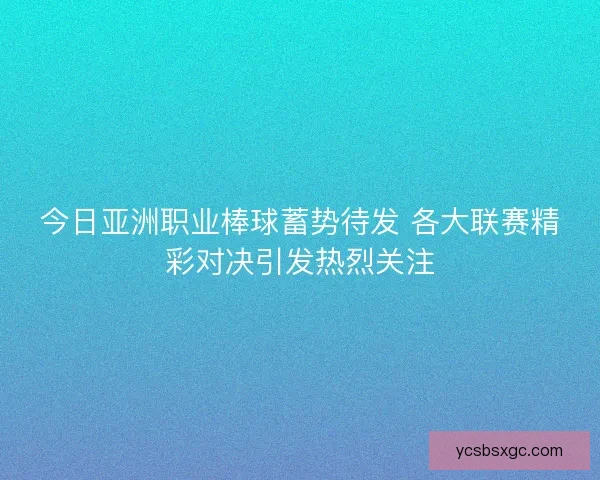 今日亚洲职业棒球蓄势待发 各大联赛精彩对决引发热烈关注