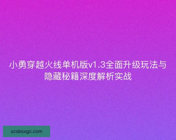 小勇穿越火线单机版v1.3全面升级玩法与隐藏秘籍深度解析实战